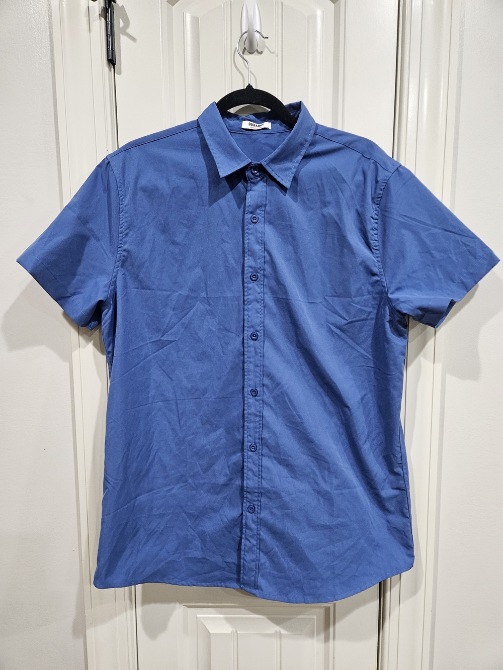 Short-Sleeve Coofandy Button-Up Shirt - Blue